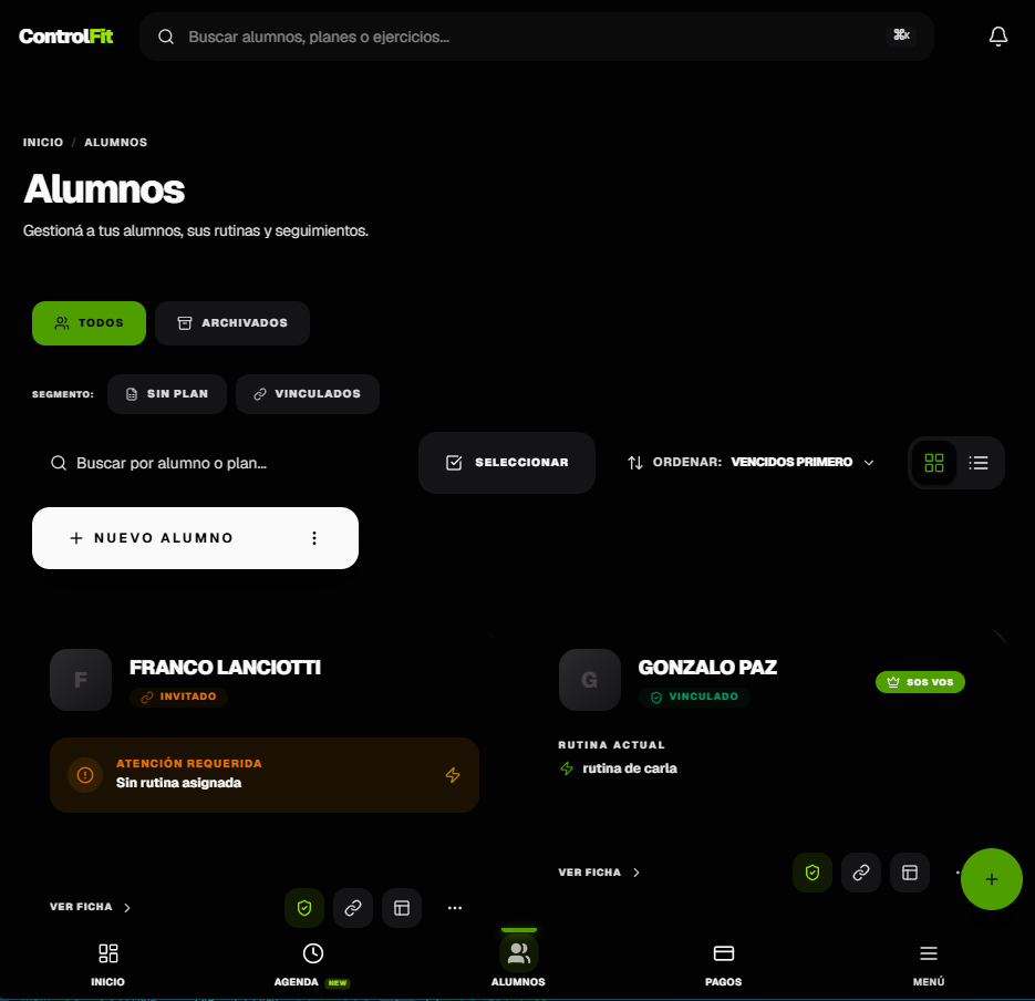 Paso 3: Panel de control de alumnos al día