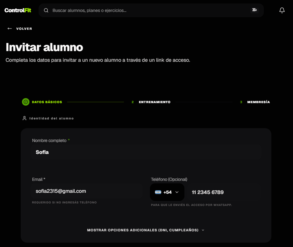 Paso 1: Perfil de alumno y acceso